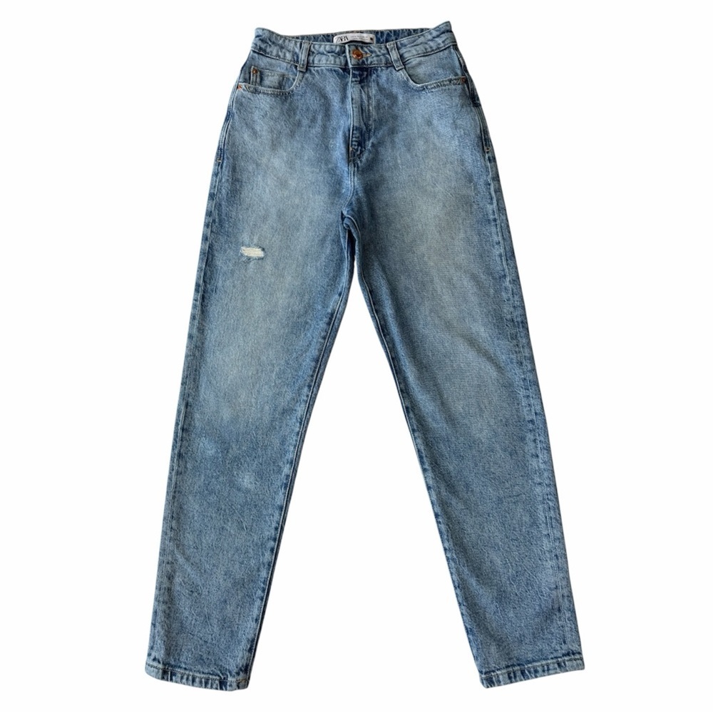 ✅ Zara Light Blue High Waist relaxed mom fit Jeans size 4 EUR 36